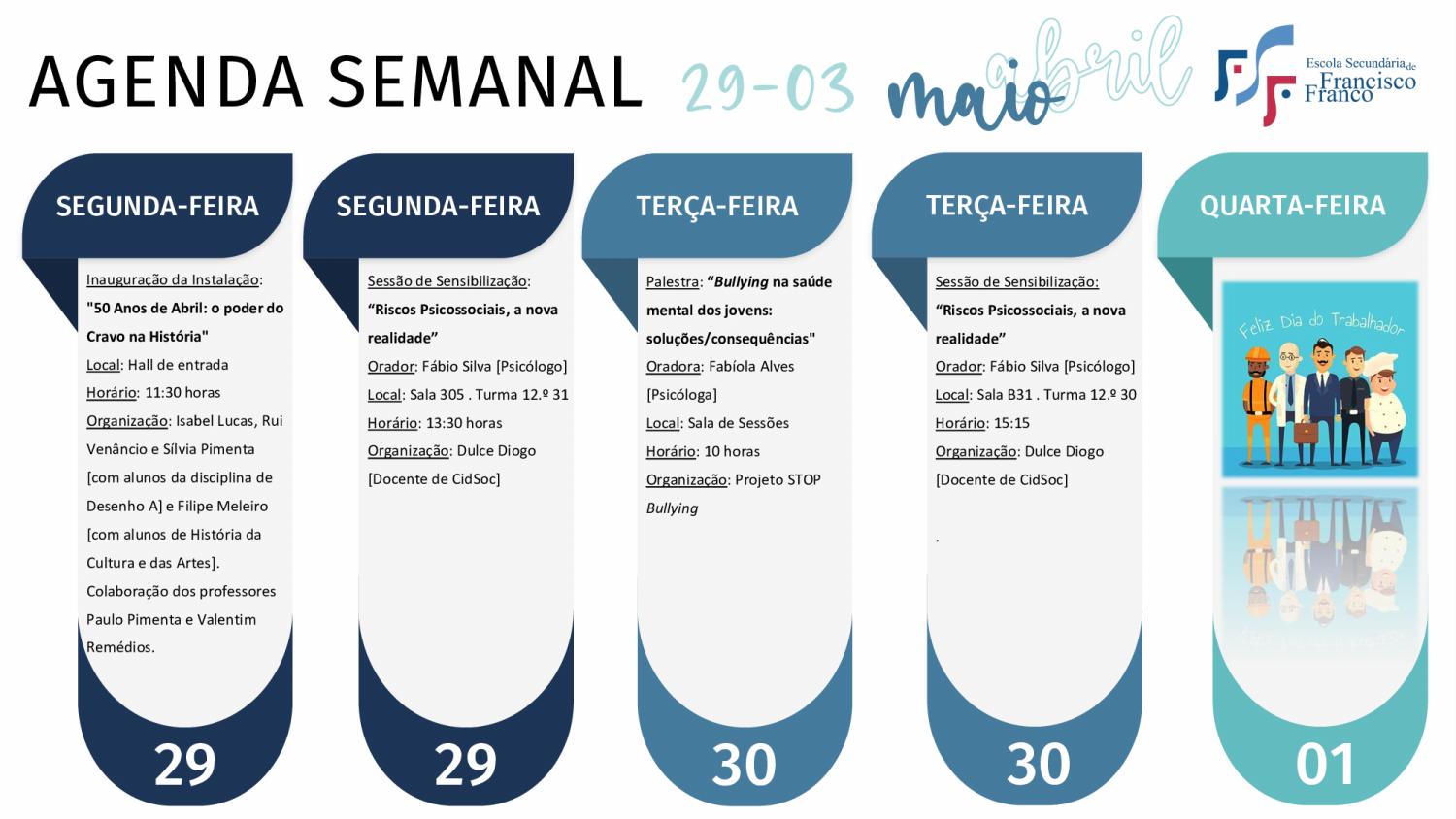 Agenda semanal da Francisco Franco com destaque para a Feira do Livro