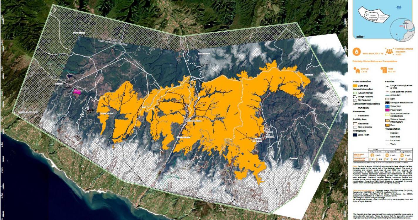 Arderam 1.105,5 hectares de floresta na Madeira