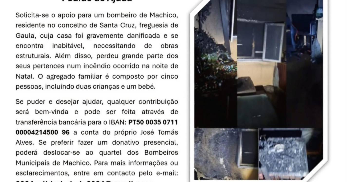 Reconstrução da habitação: Pedido de Solidariedade para Família de Bombeiro