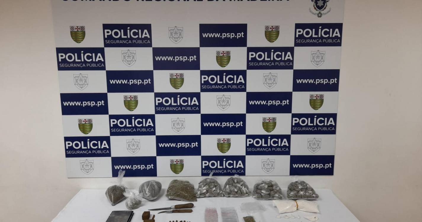 PSP deteve três indivíduos e apreendeu vários tipos de droga e mais de 22 mil euros em Câmara de Lobos