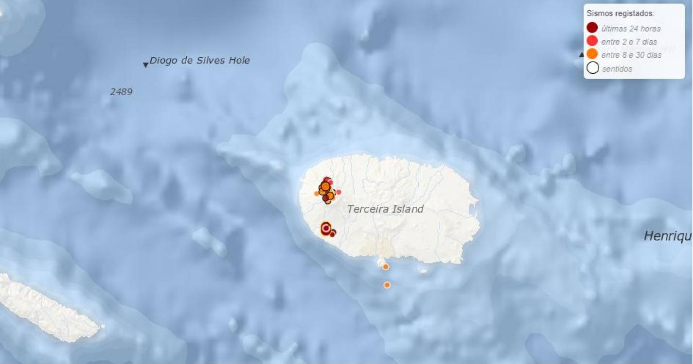 Sismos de magnitude 2,3 e 2,1 na escala de Richter sentidos na ilha Terceira
