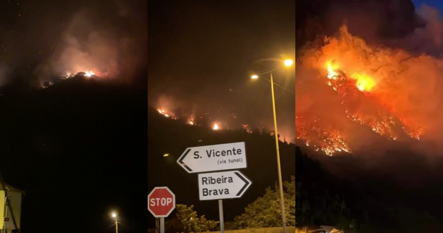 Vento forte alimenta progressão das chamas na Ribeira Brava (com vídeos)