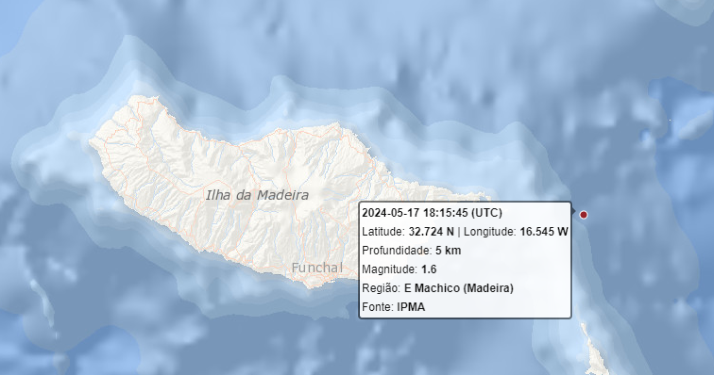 Sismo de magnitude 1.6 registado a este de Machico