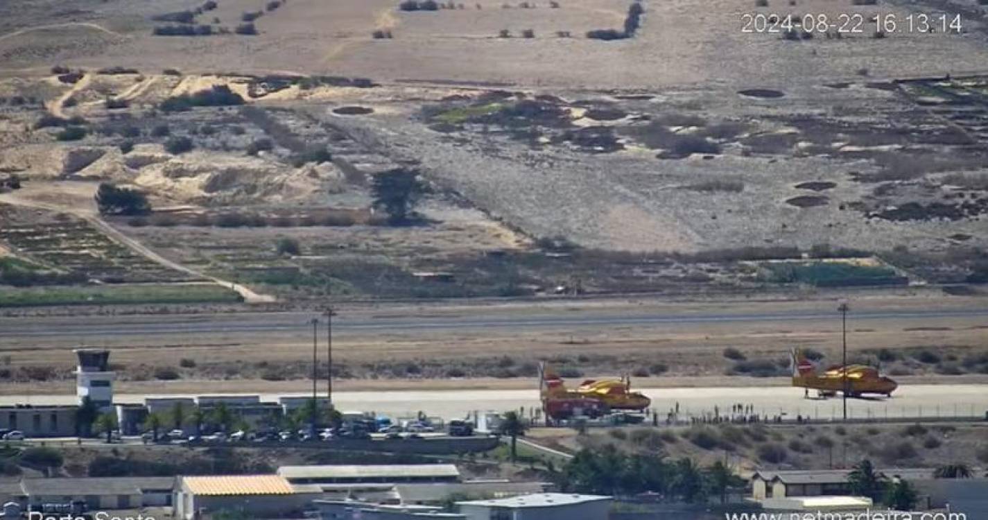 Imagens mostram aviões Canadair a abastecerem-se no Porto Santo