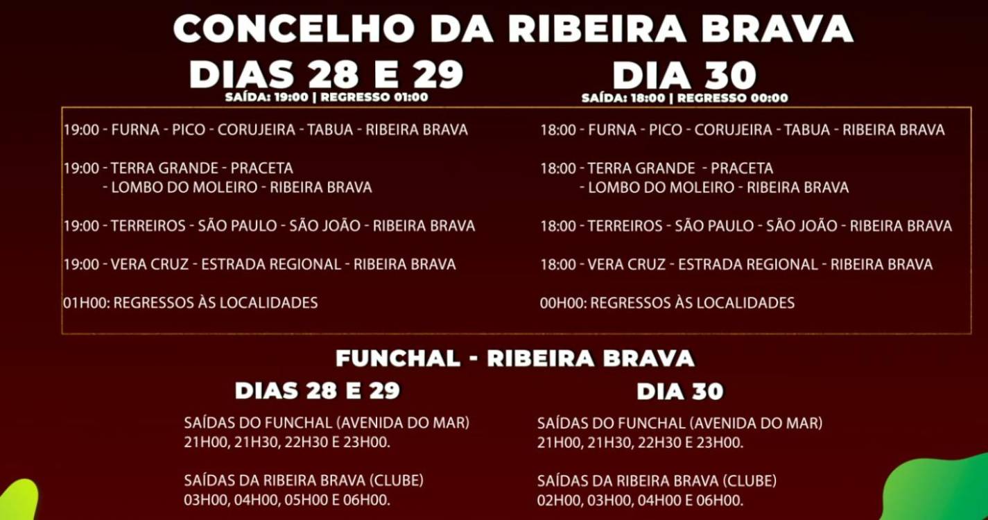 Autocarros gratuitos para o São Pedro na Ribeira Brava (veja horário)