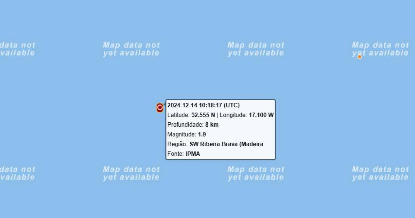 Sismo registado a sudoeste da Ribeira Brava