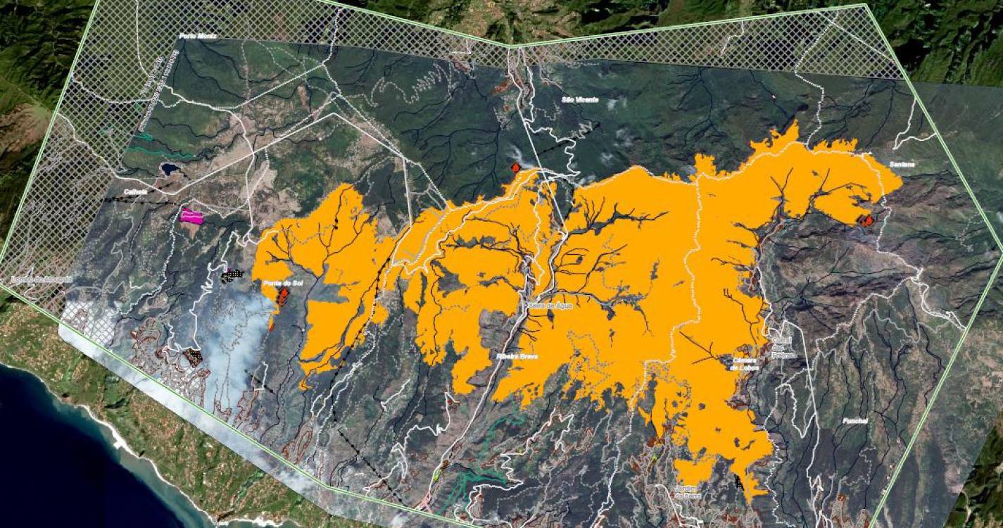 Incêndios: Associação Insular de Geografia mostra mapa da Madeira com oito fogos ativos