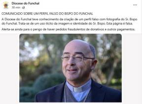 Diocese do Funchal denuncia “perfil falso” de D. Nuno Brás no Facebook