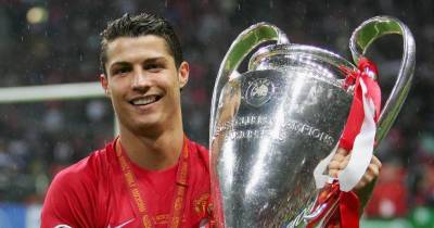 Cristiano Ronaldo venceu o primeiro dos seus cinco títulos da UEFA Champions League com o Manchester United, em 2008.