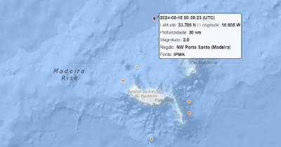Sismo de magnitude 2.0 registado a noroeste do Porto Santo