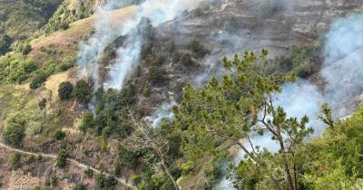 O incêndio que deflagra na encosta da Lombada, na Ponta do Sol, encontra-se neste momento numa zona inacessível.