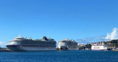 Estão atracados, no Porto do Funchal, três navios de cruzeiro que, na totalidade, trouxeram a bordo 12.828 pessoas.