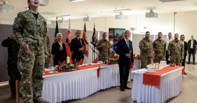 Visita de Marcelo Rebelo de Sousa aos militares portugueses na base de treino de Lest, na Eslováquia.