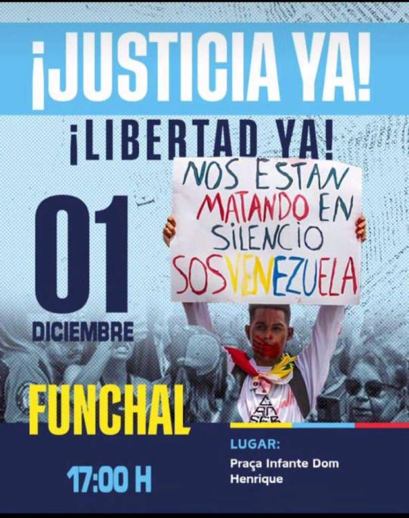 Venezuelanos manifestam-se hoje no Funchal para exigir justiça