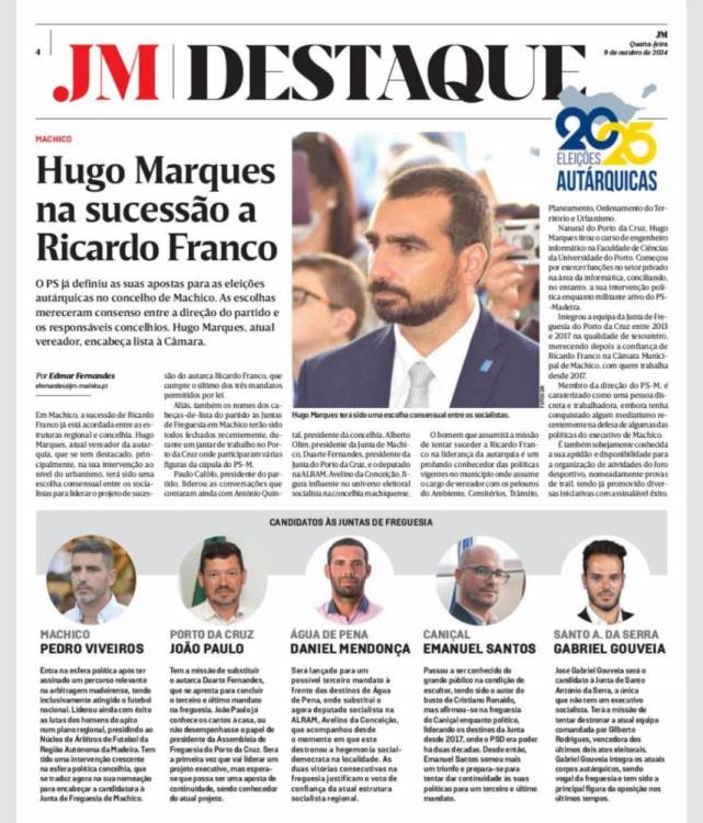 Hugo Marques fala em “consequência do trabalho”