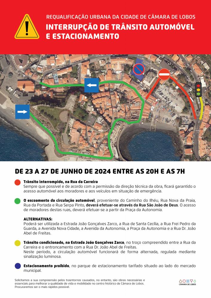 Centro de Câmara de Lobos com alterações temporárias na circulação automóvel