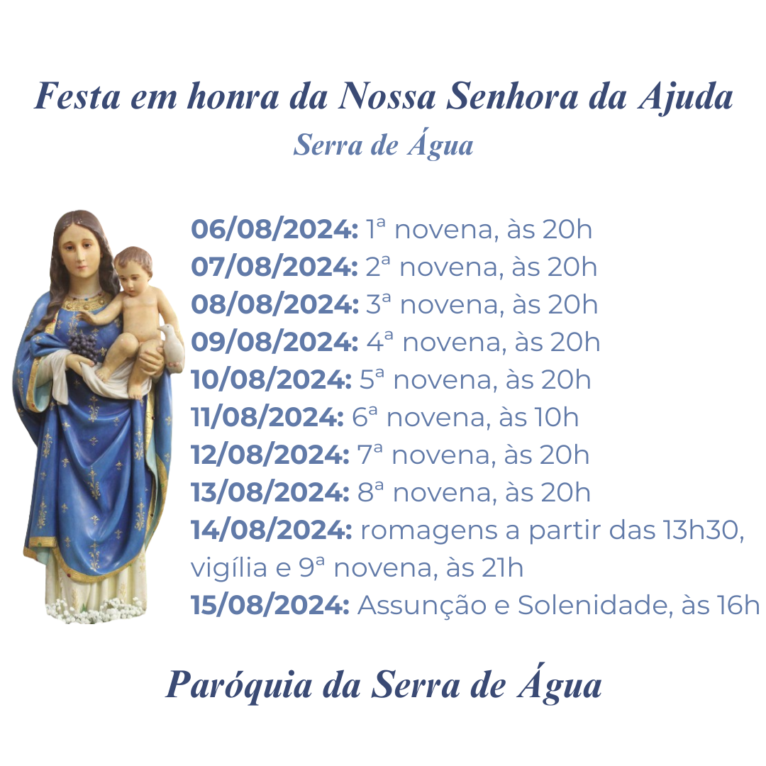 Arraiais: Paróquia da Serra de Água com três festas em agosto