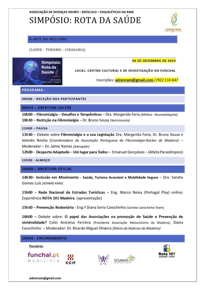 Centro Cultural e de Investigação do Funchal acolhe simpósio ‘Rota da Saúde’ a 6 de dezembro
