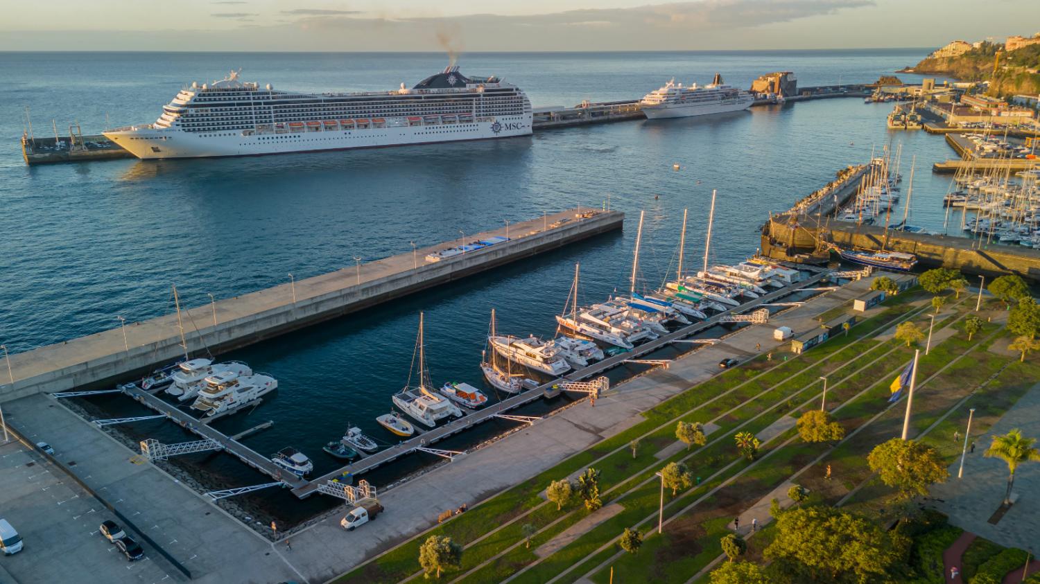 Cruzeiros Amadea e MSC Poesia compõem porto do Funchal (com fotos)