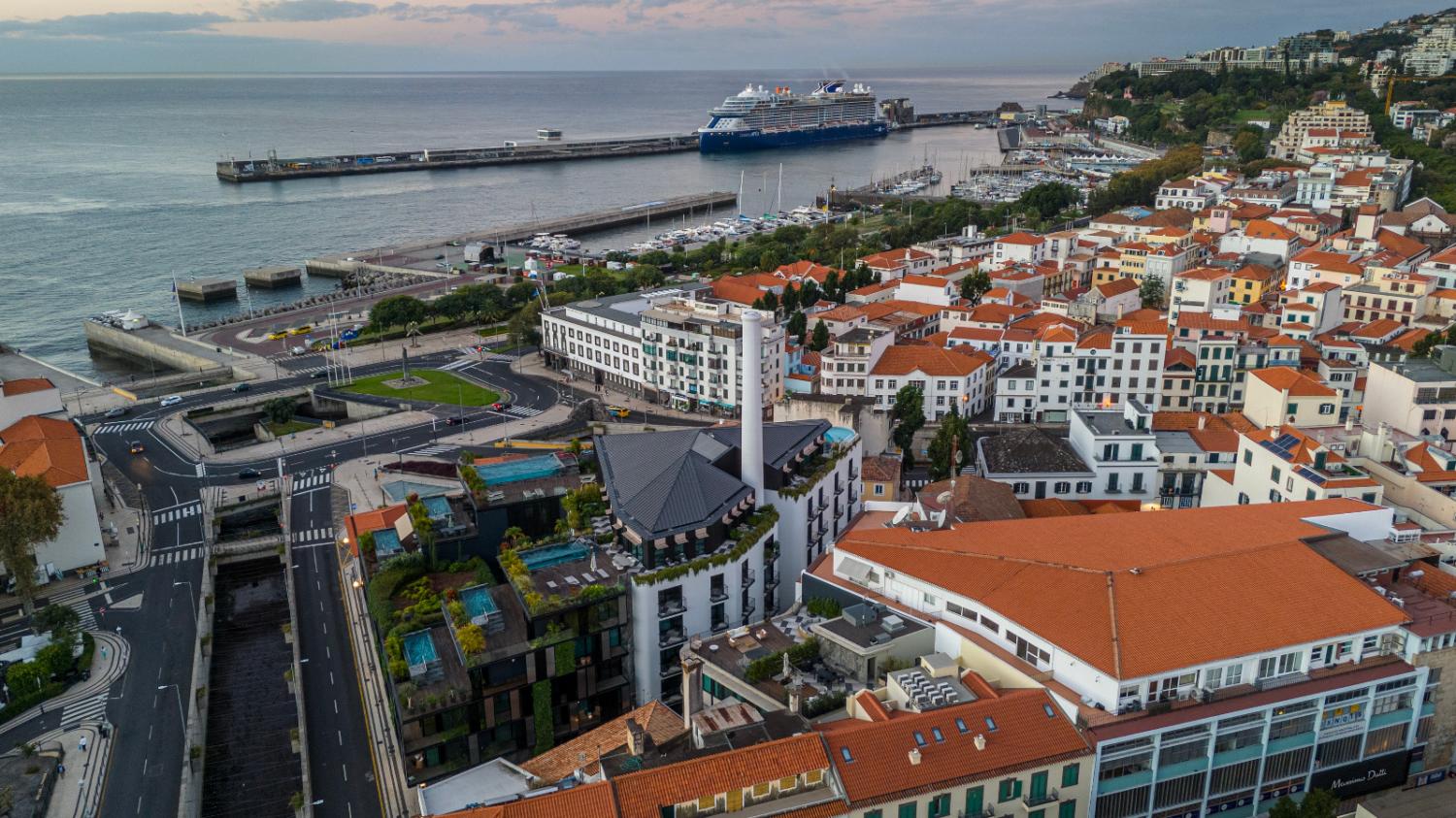 ‘Celebrity Apex’ repousa sobre as águas do Porto do Funchal (com fotos)